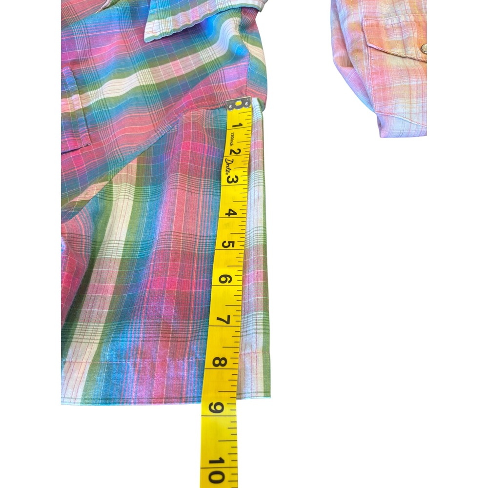 Wrangler Kids Plaid Western Snap Shirt Short Sleeve Size L - Picture 5 of 8